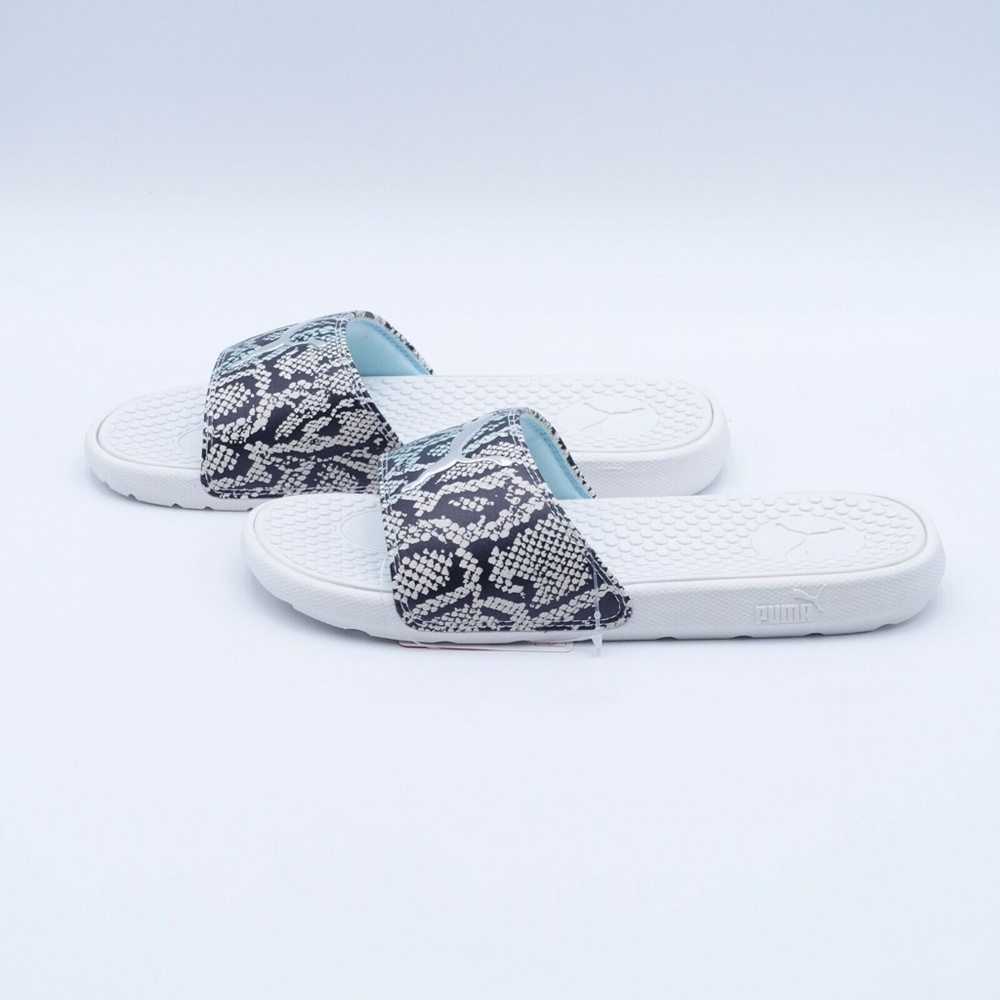 NEW PUMA Women's Cool Cat Snake Slide Sandals 380794-01 Black/White/Silver - Picture 2 of 12